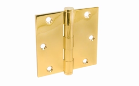 Pair of 3-1/2" Solid Brass Door Hinges