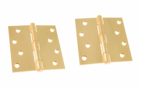 Pair of 4" Bright Brass Door Hinges