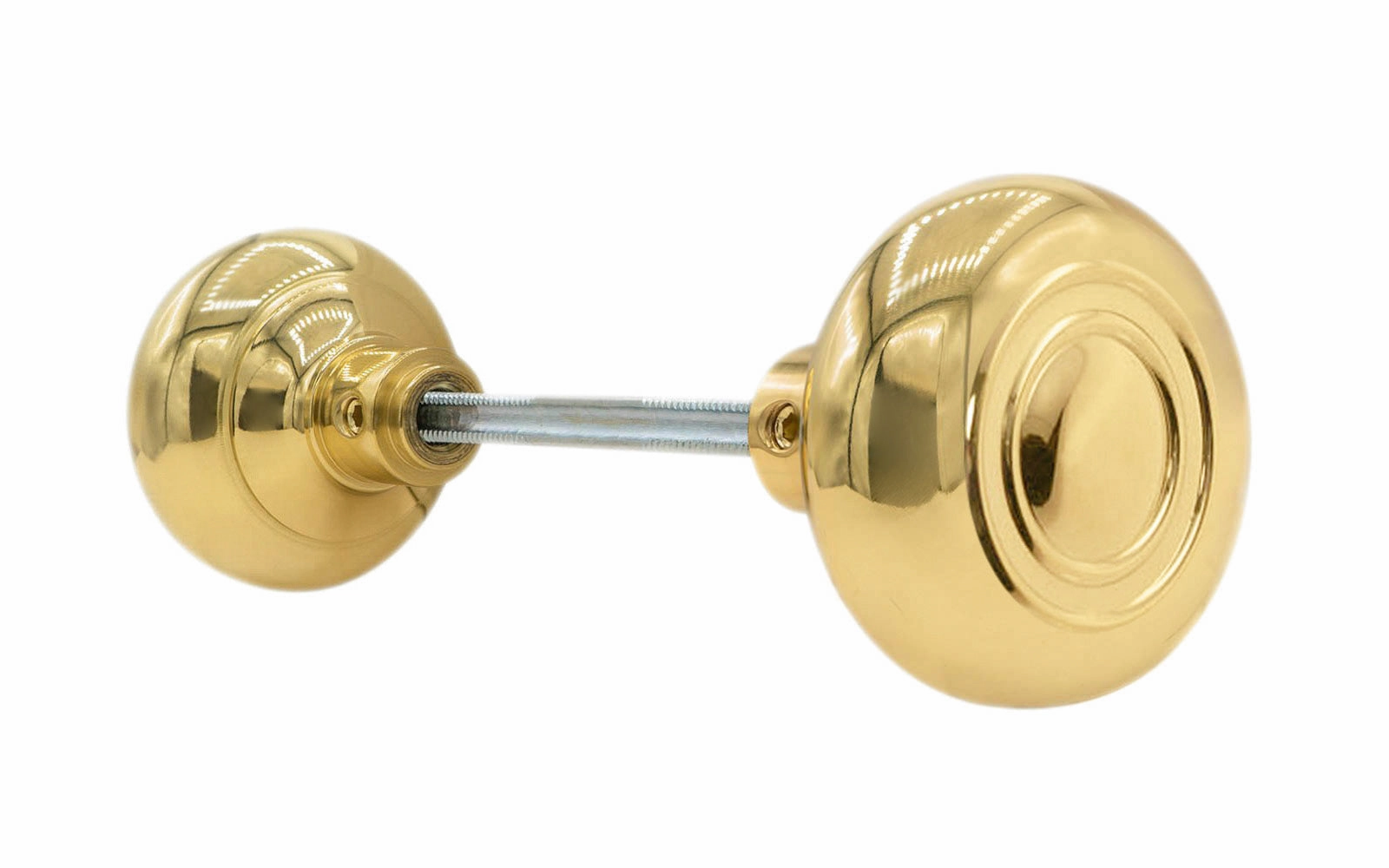 Pair of Brass Circle-Ring Design Doorknobs