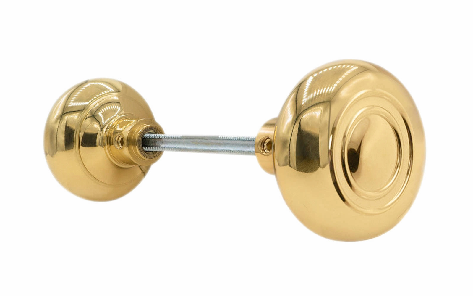 Pair of Brass Circle-Ring Design Doorknobs