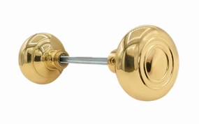 Pair of Brass Circle-Ring Design Doorknobs