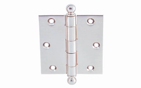 Pair of Classic Ball-Tip Door Hinges - Polished Chrome ~ 3-1/2" x 3-1/2"