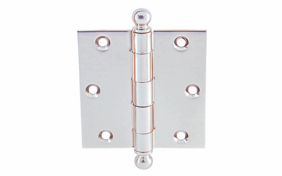 Pair of Classic Ball-Tip Door Hinges - Polished Chrome ~ 3-1/2" x 3-1/2"