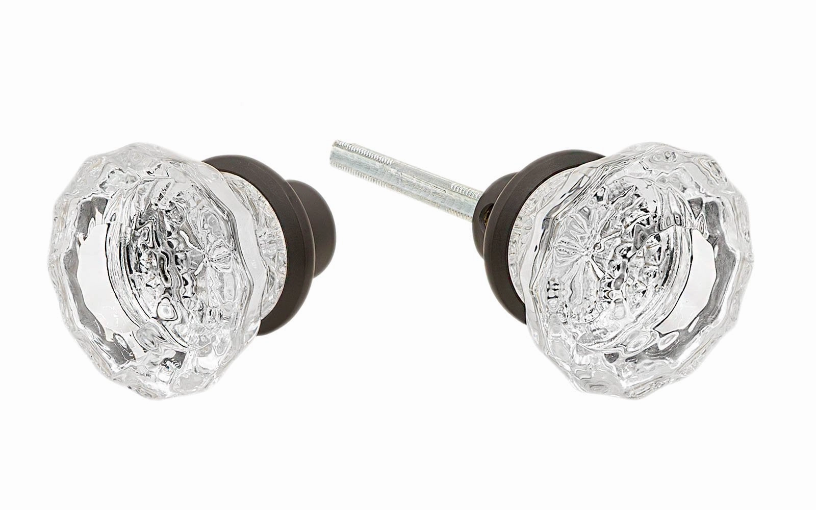 Pair of Fluted Clear Glass Doorknobs