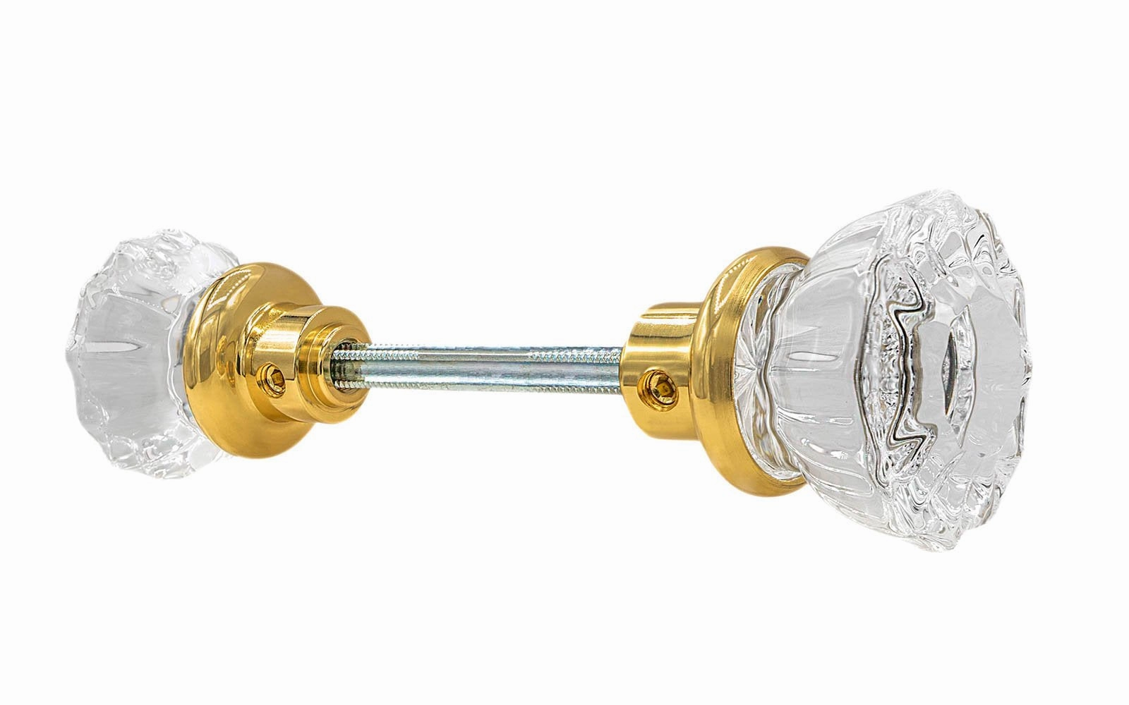 Pair of Fluted Clear Glass Doorknobs