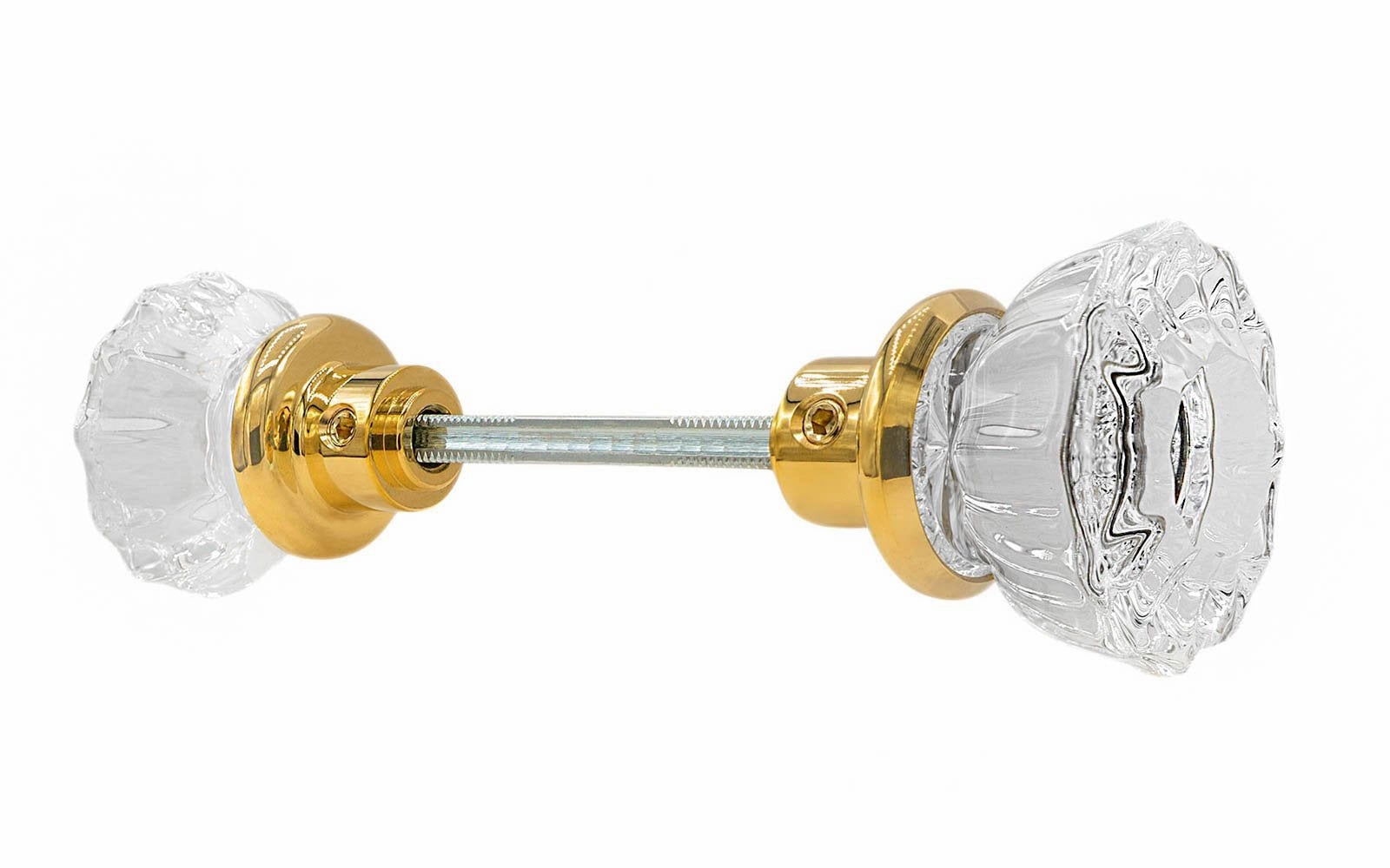 Pair of Fluted Clear Glass Doorknobs
