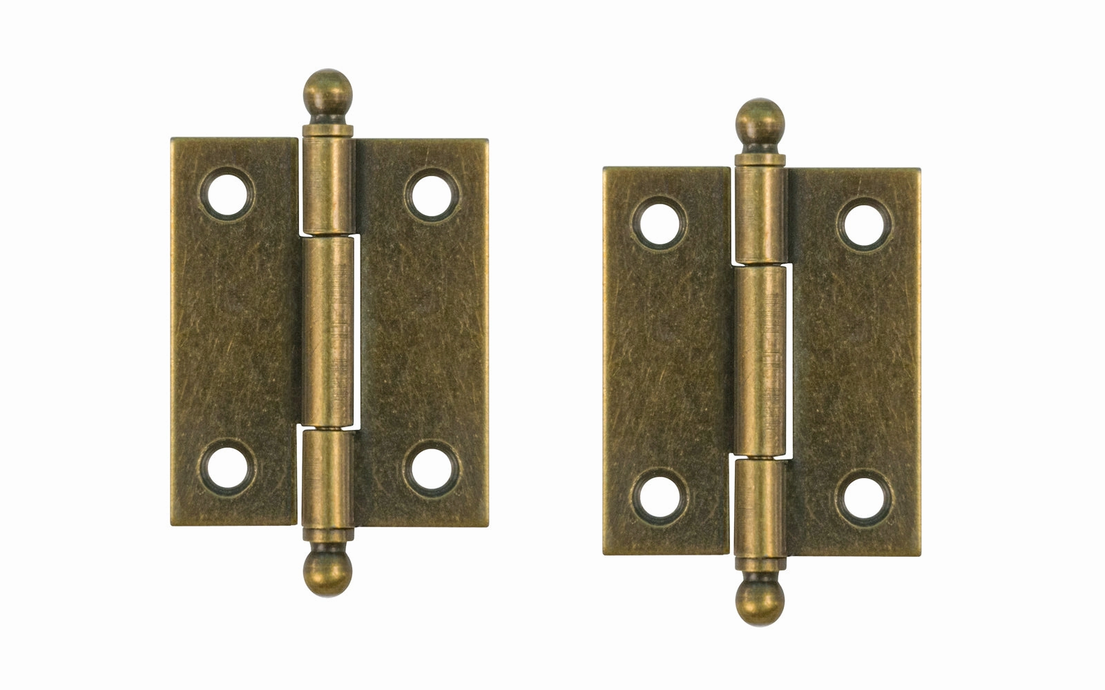 Pair of Loose Pin Plated Steel Ball-Tip Cabinet Hinges ~ 1-15/16" x 1-5/8"
