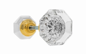Pair of Octagonal Clear Glass Doorknobs