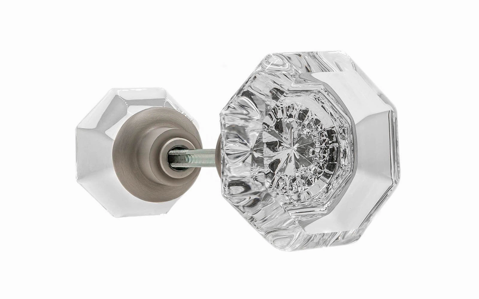 Pair of Octagonal Clear Glass Doorknobs