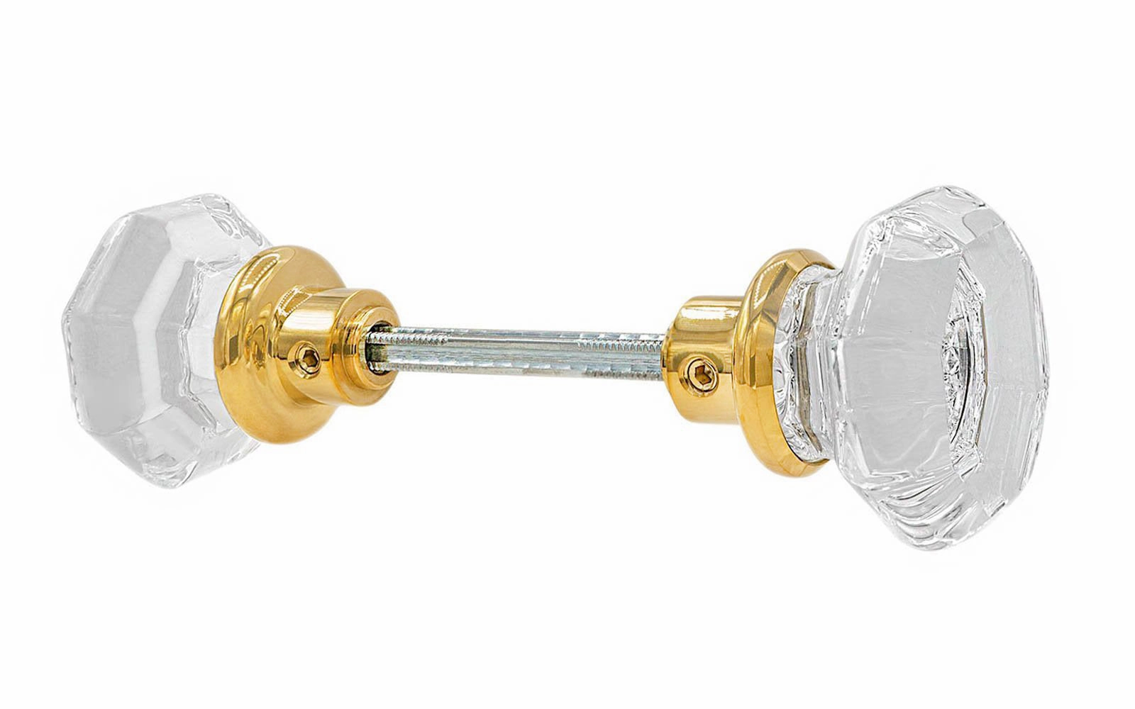 Pair of Octagonal Clear Glass Doorknobs