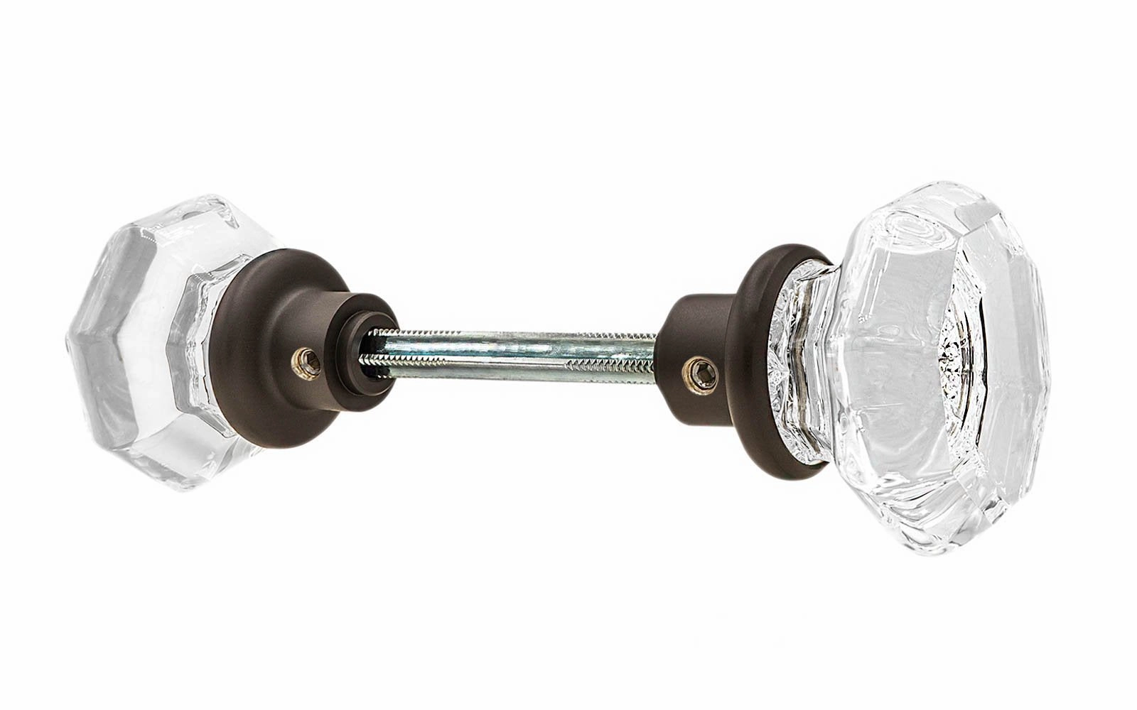 Pair of Octagonal Clear Glass Doorknobs