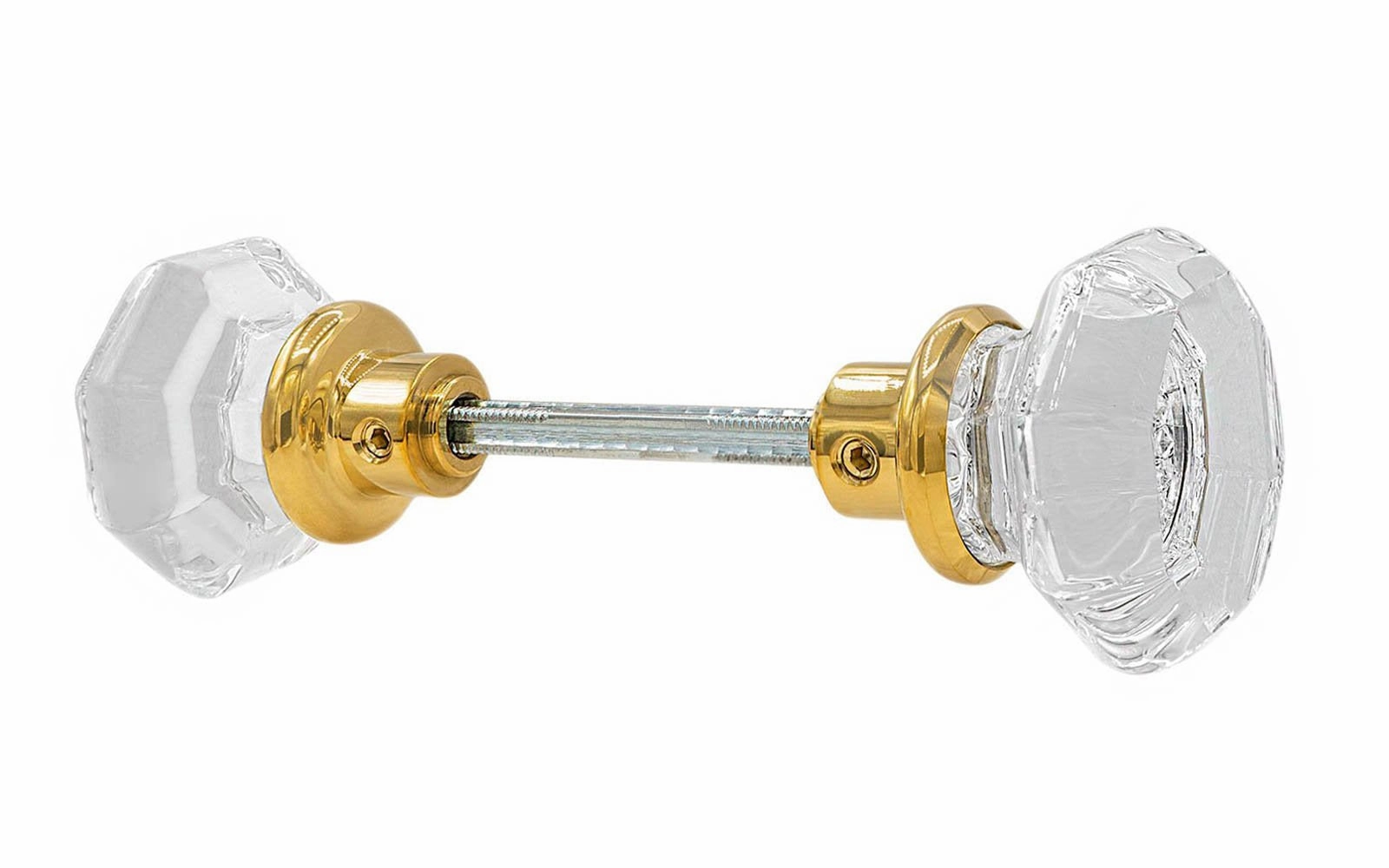 Pair of Octagonal Clear Glass Doorknobs