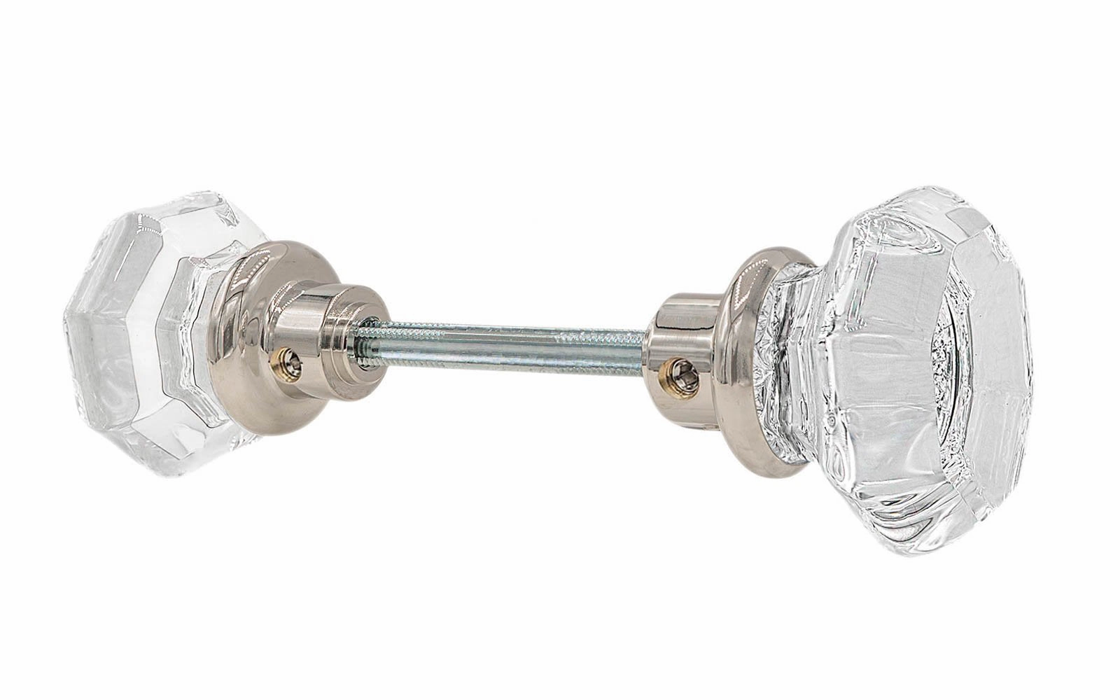 Pair of Octagonal Clear Glass Doorknobs