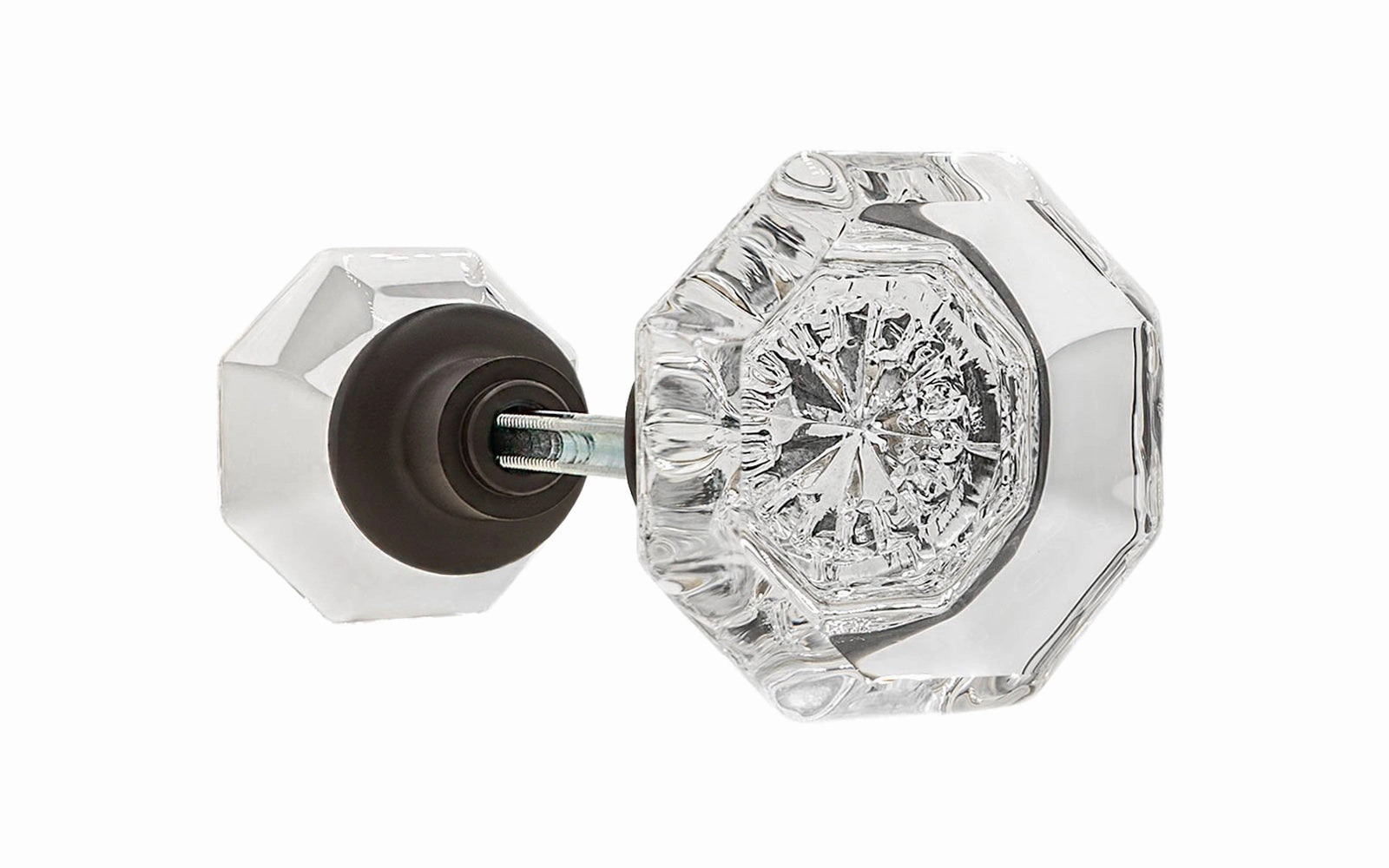 Pair of Octagonal Clear Glass Doorknobs