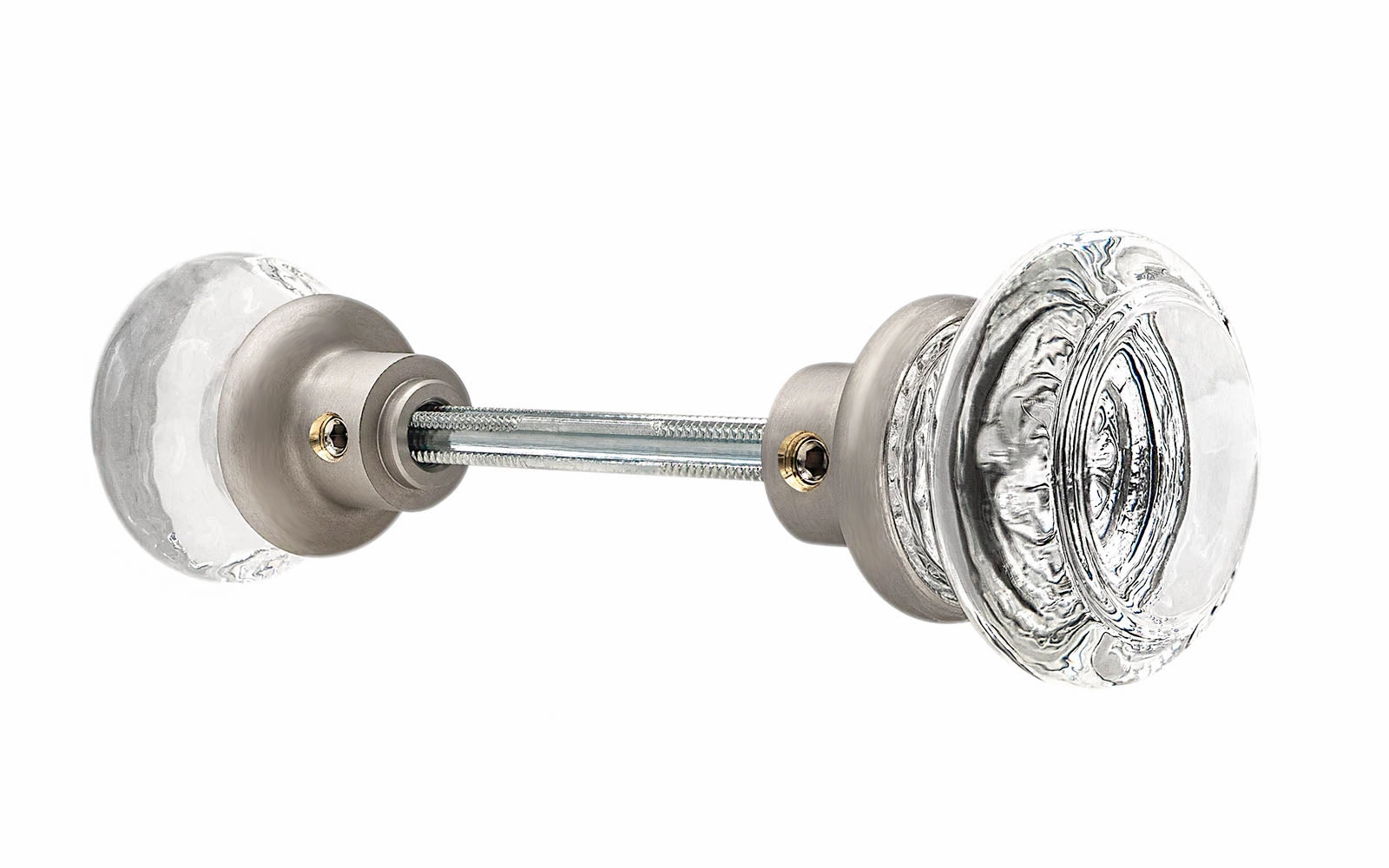 Pair of Round Clear Glass Doorknobs