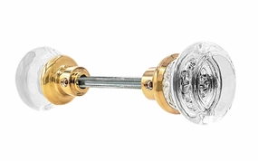 Pair of Round Clear Glass Doorknobs