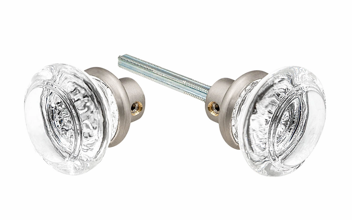 Pair of Round Clear Glass Doorknobs