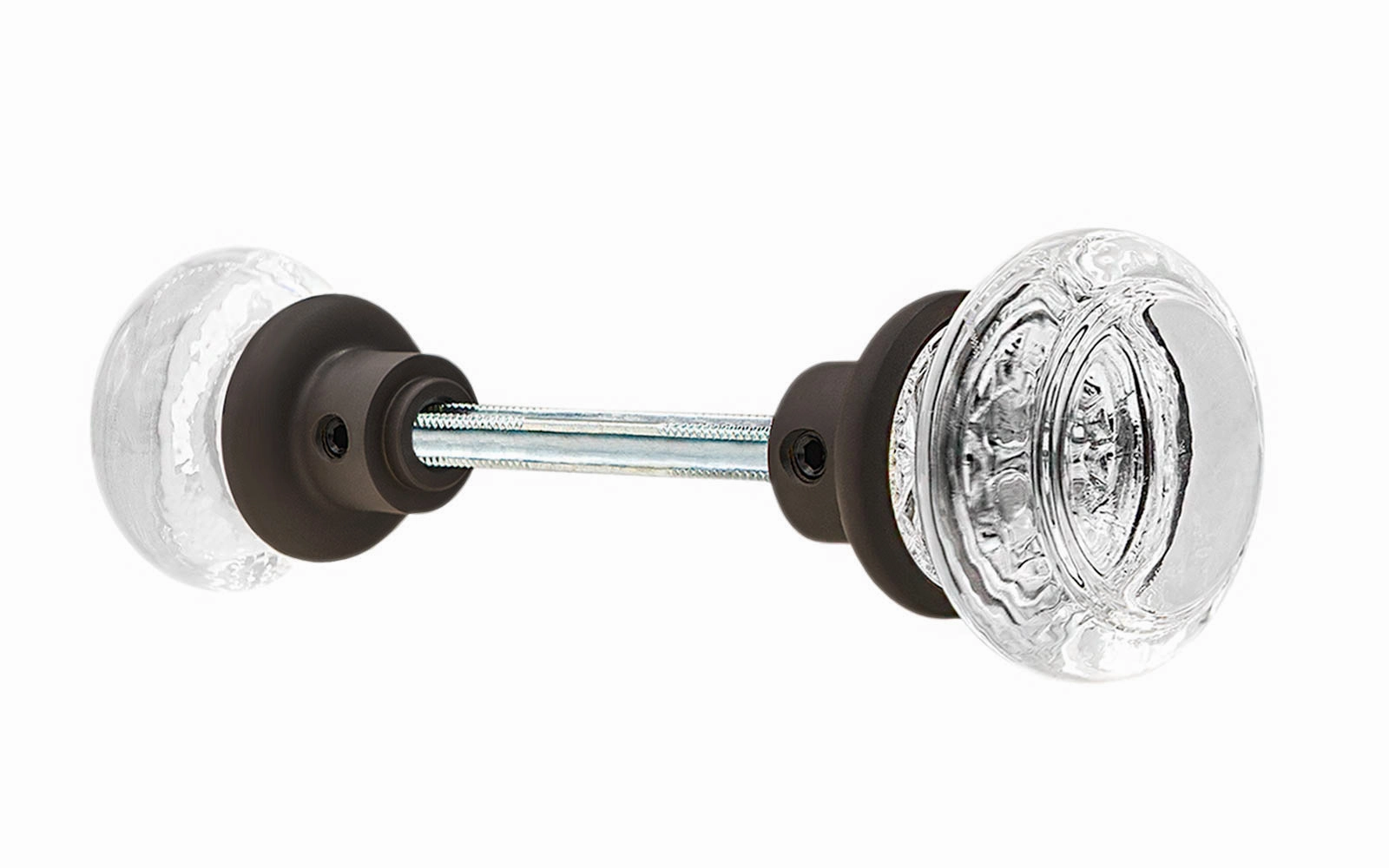 Pair of Round Clear Glass Doorknobs