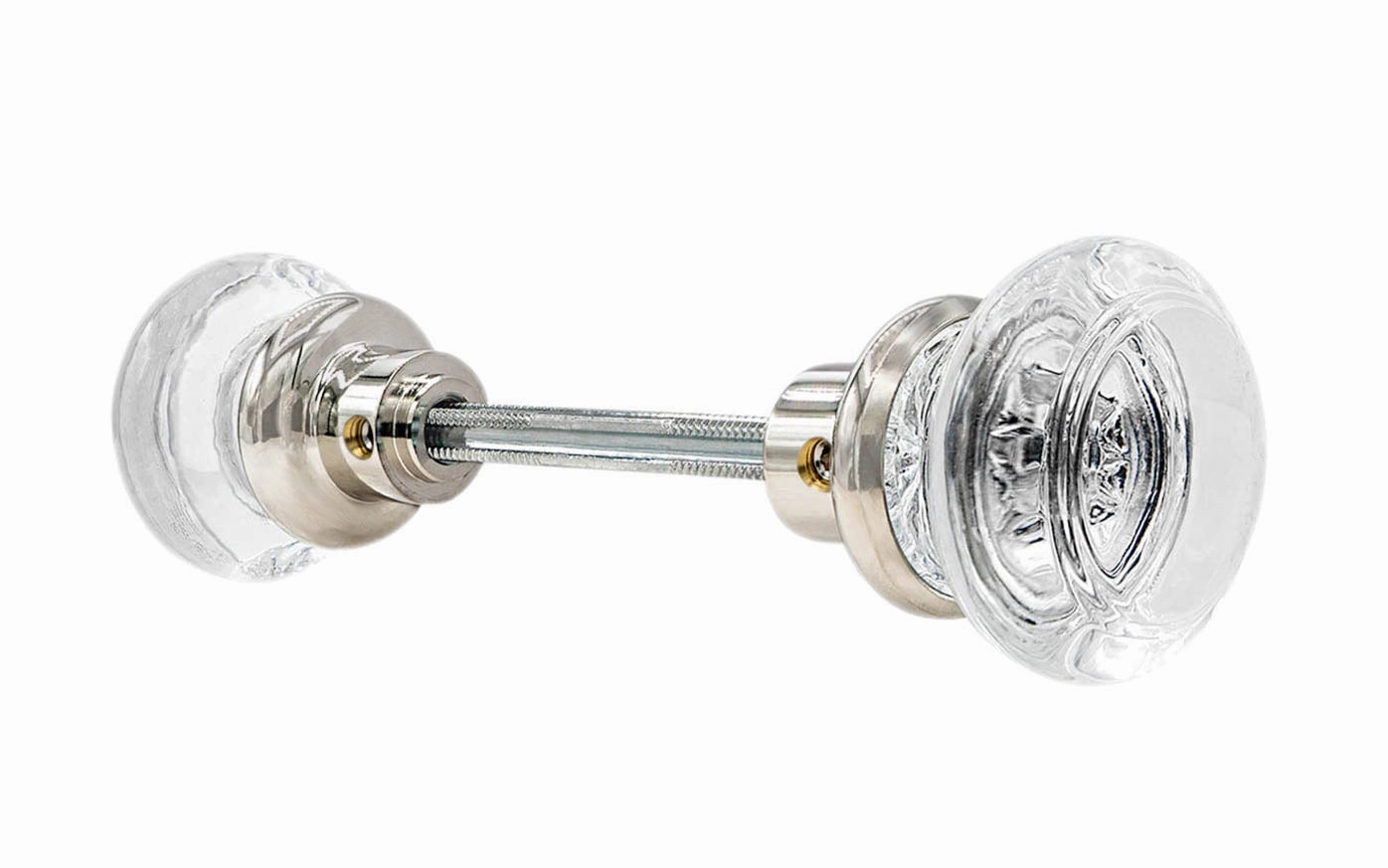 Pair of Round Clear Glass Doorknobs