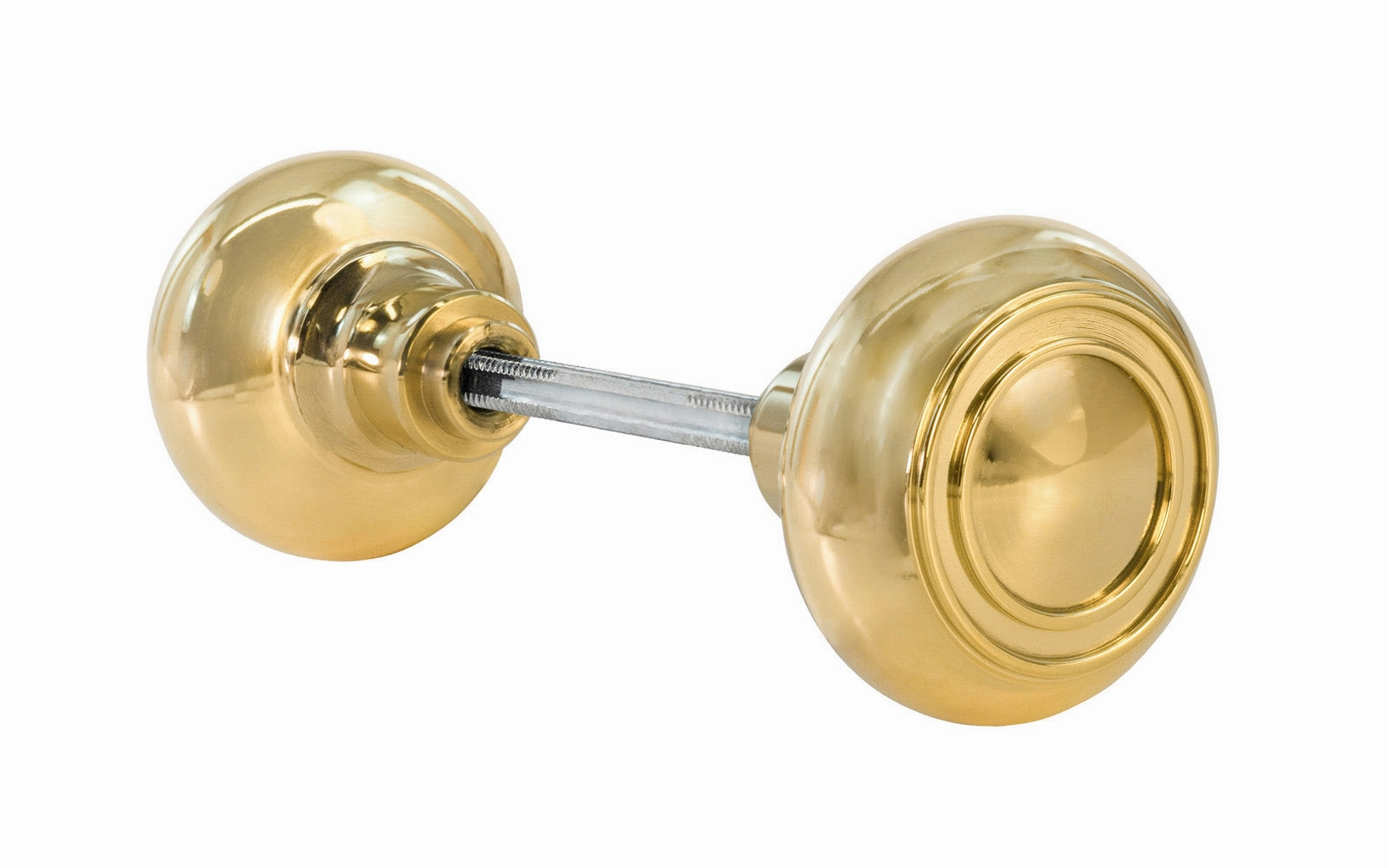 Pair of Solid Brass Core "Circle-Ring" Doorknobs