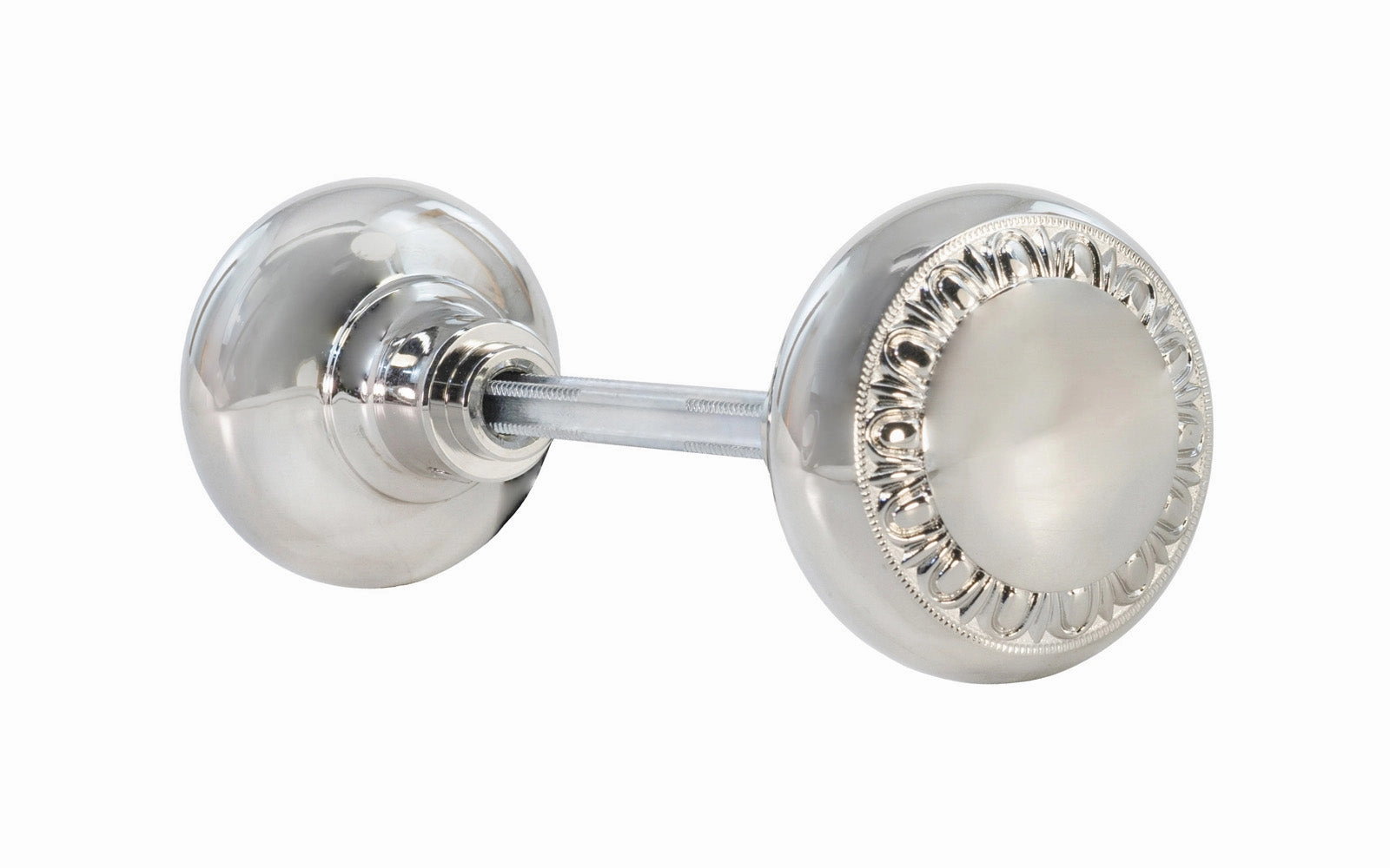 Pair of Solid Brass Core "Eggdart" Doorknobs