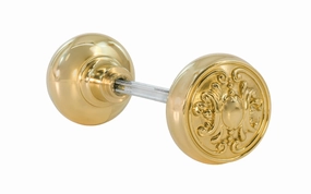 Pair of Solid Brass Core "Ornate" Doorknobs