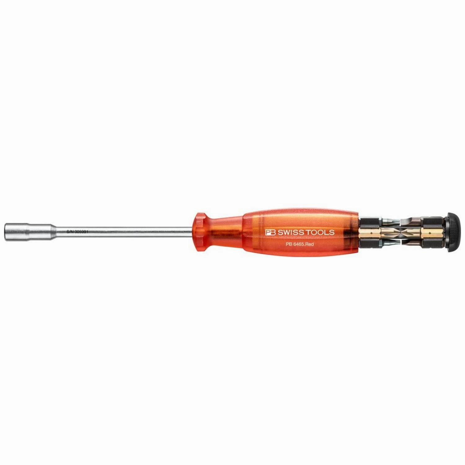 PB Swiss PB 6465.Red Bit Holding Screwdriver with Magazine, Slotted, Phillips, TORX, 9 Pcs