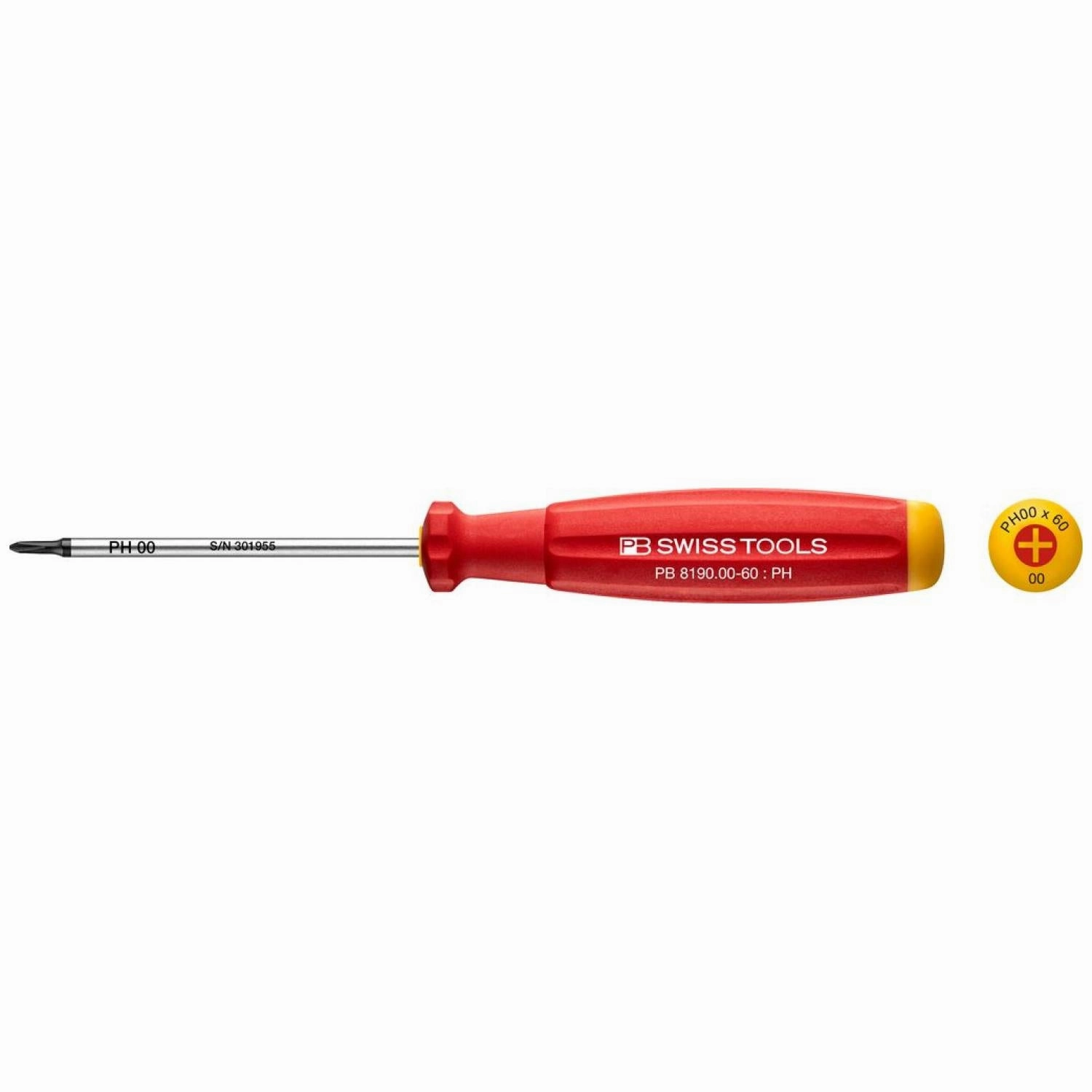 PB Swiss PB 8190.00-60 Swiss Grip Screwdrivers For Phillips Screws, PH00, 60 mm