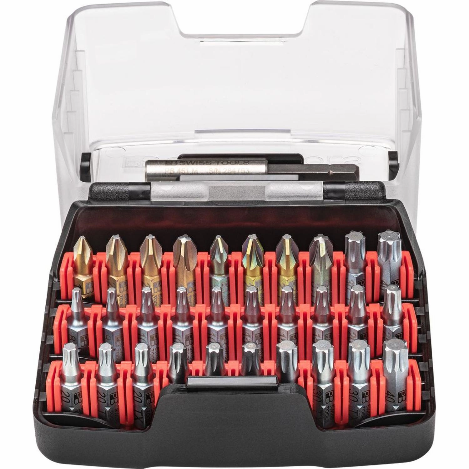 PB Swiss PB C6.995 Screwdriver Bit Set Phillips, PoziDriv, TORX C6 1/4 Inch in Bit Box 31-Pcs