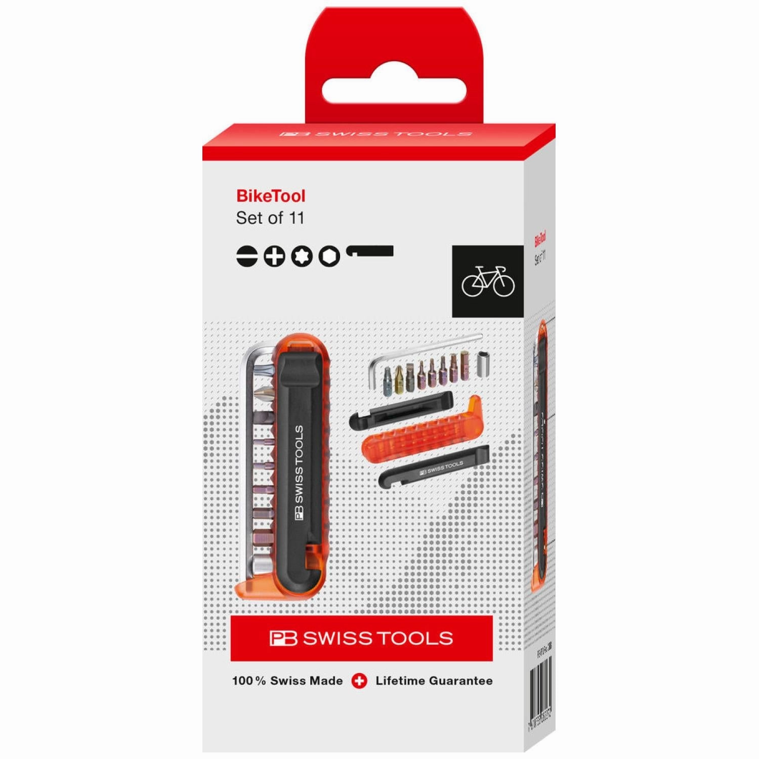 PB Swiss Tools PB 470.Red CBB BikeTool: Pocket Tool with 9 screwdriving tools and two tire levers