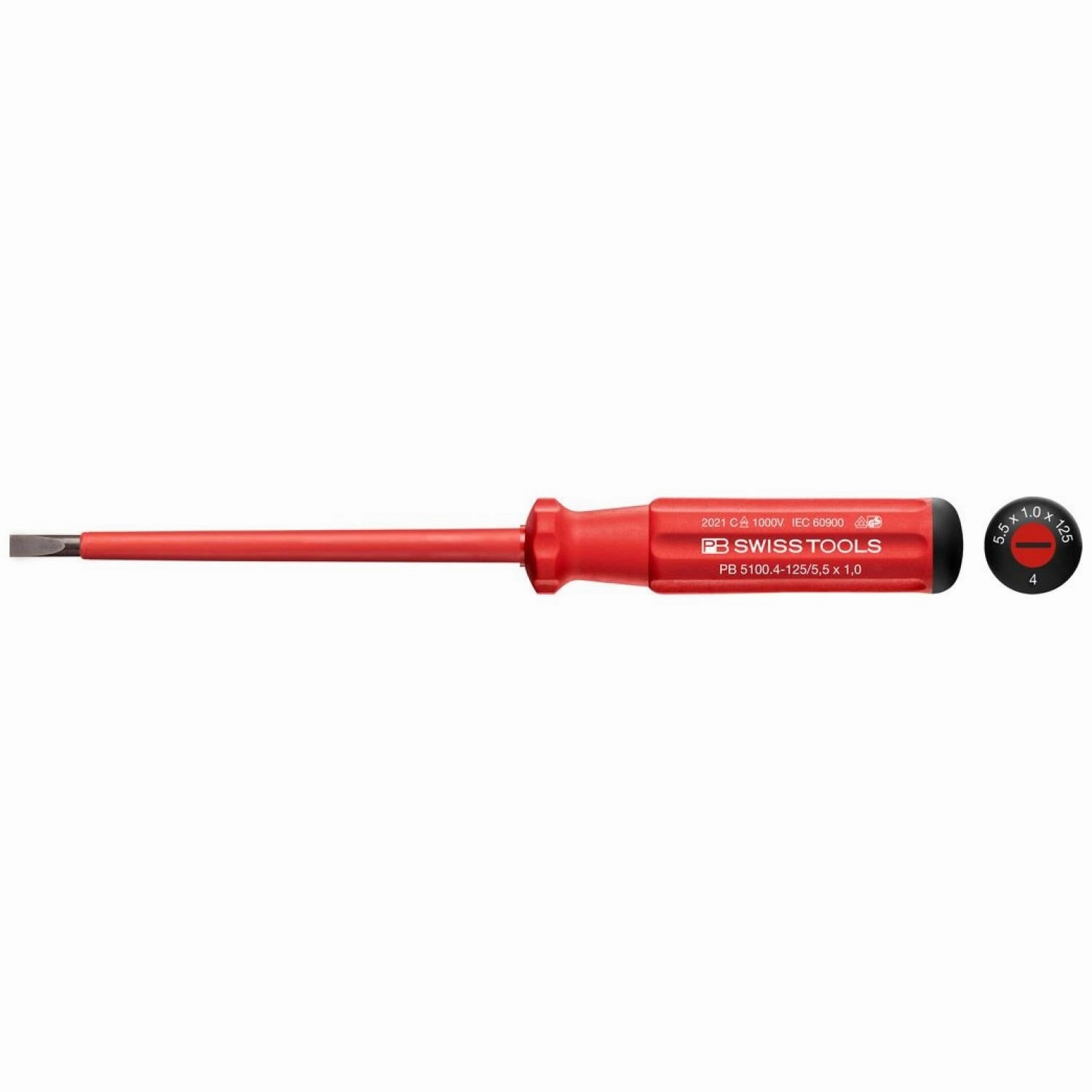 PB Swiss Tools PB 5100.4-125/5,5 Classic VDE Screwdriver, Slotted, Size 4