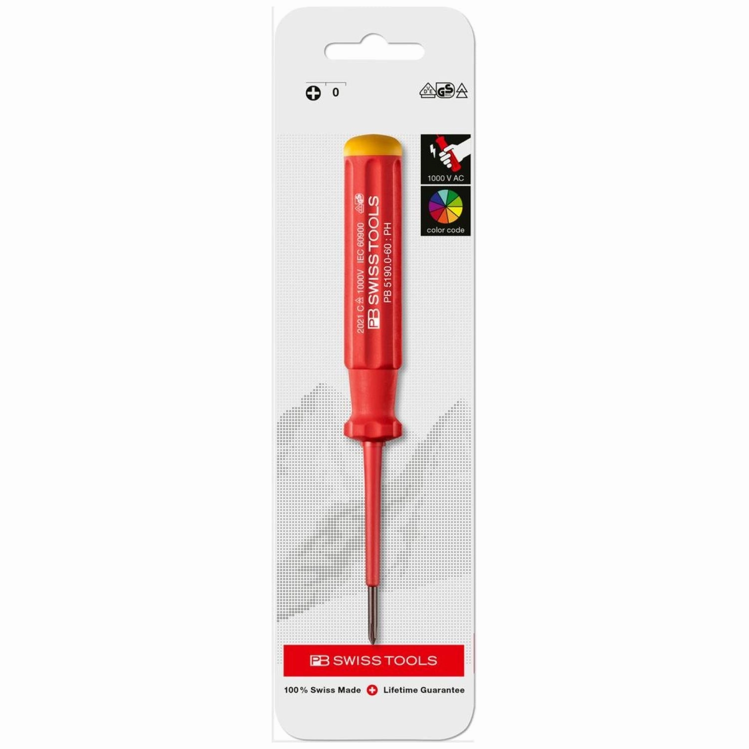 PB Swiss Tools PB 5190.0-60 Classic VDE Screwdriver Phillips Size PH0