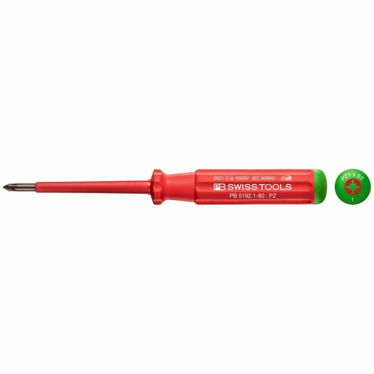 PB Swiss Tools PB 5192.1-80 Classic VDE Screwdriver Pozidriv Size PZ1
