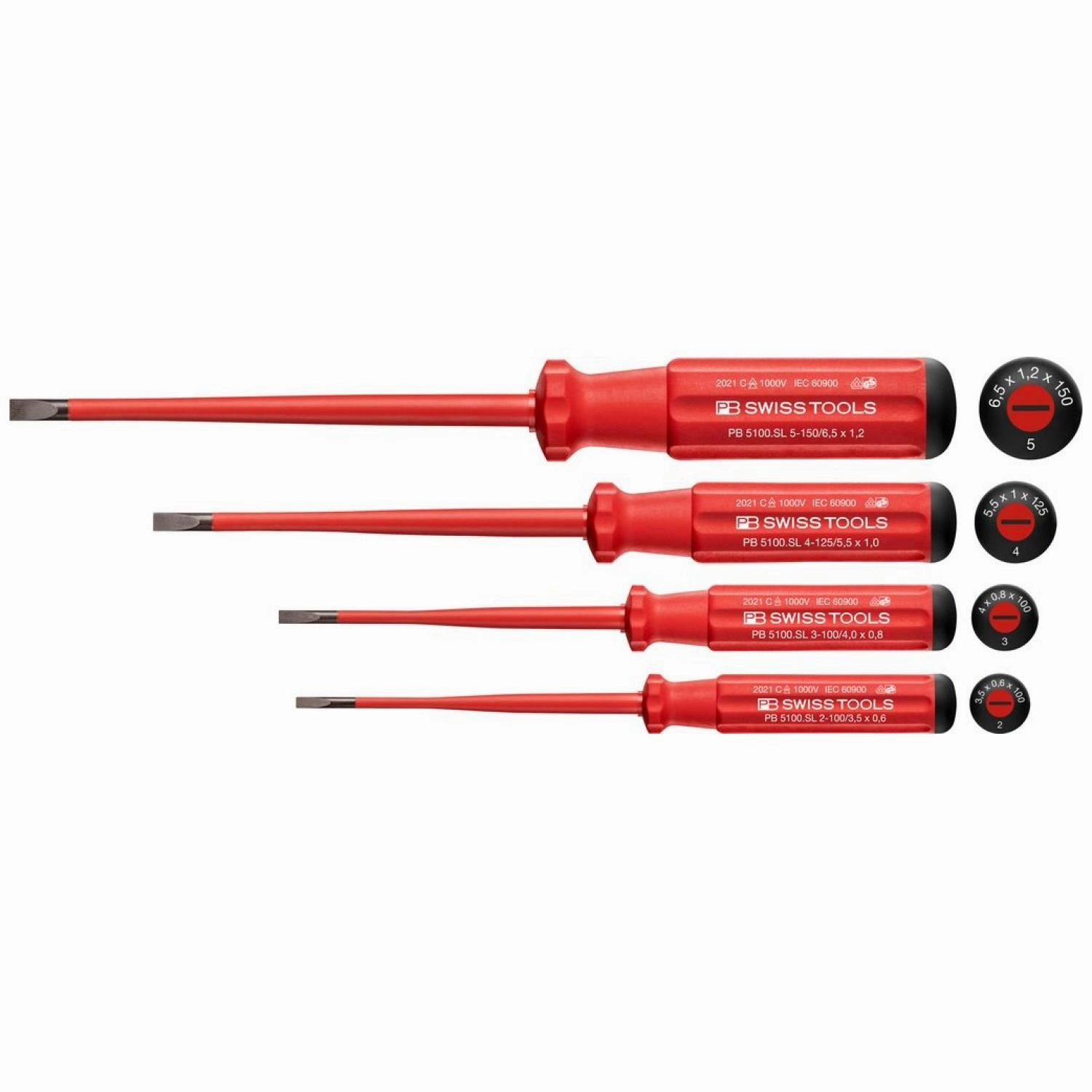 PB Swiss Tools PB 5538.SL CBB Classic VDE slim screwdriver set, fully insulated up to 1000 VAC/1500 VDC