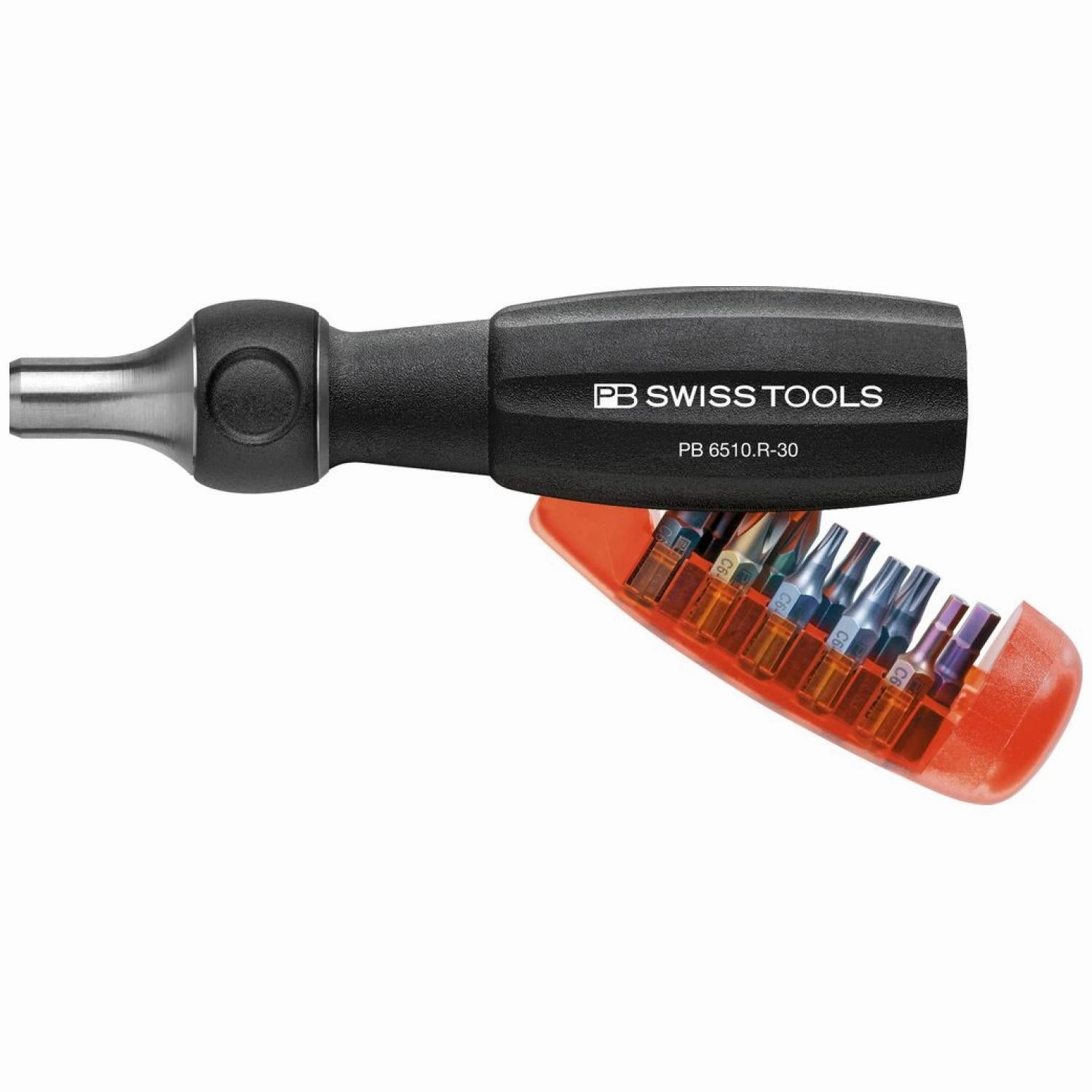 PB Swiss Tools PB 6510.R-30 Insider Pro Ratchet  ratchet handle with integrated bit magazine and 10 PrecisionBits C6