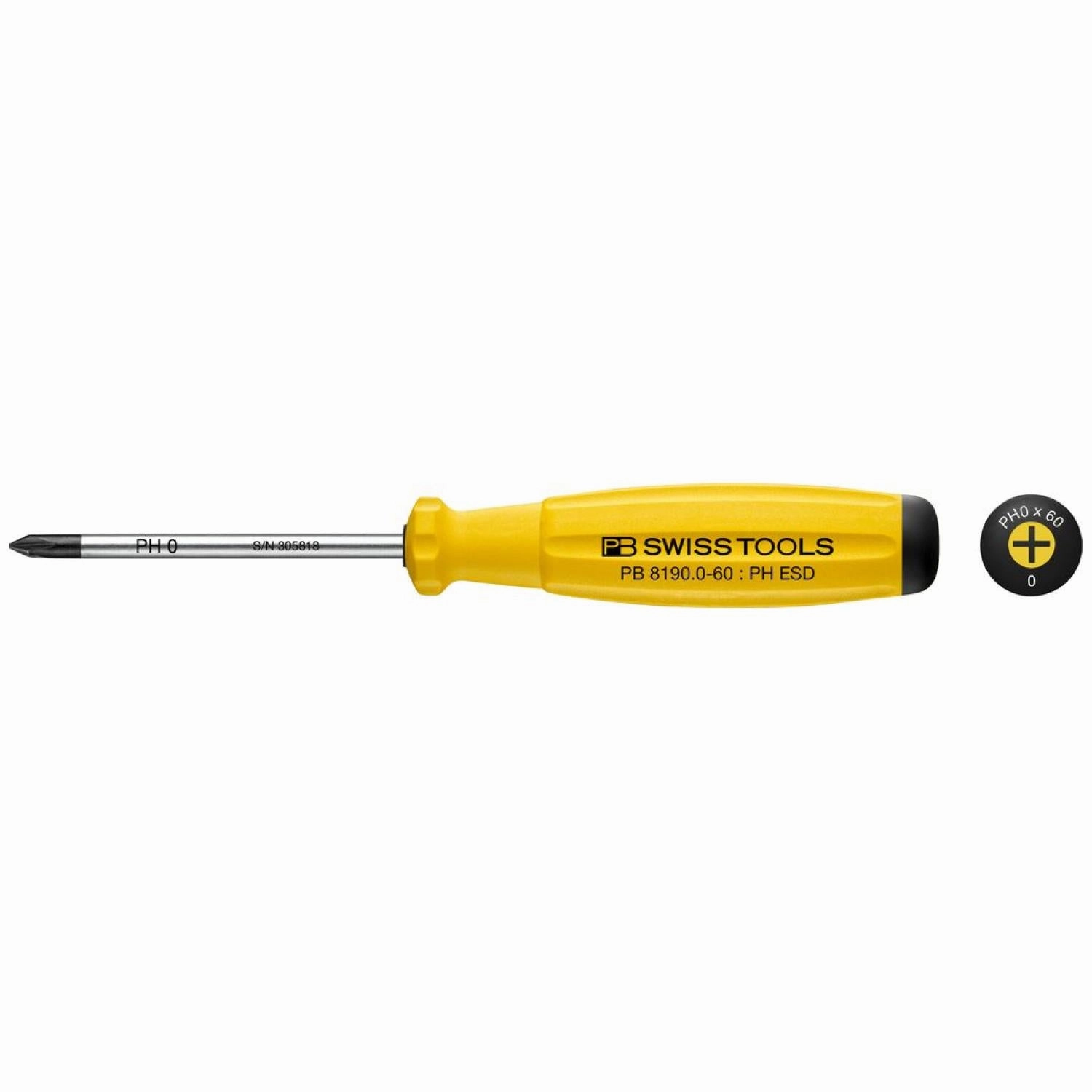 PB Swiss Tools PB 8190.0-60 ESD SwissGrip Screwdriver Phillips ESD - PH0