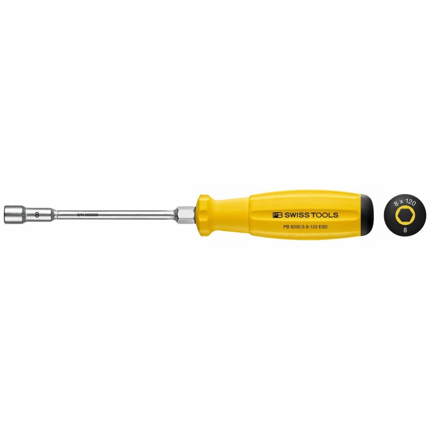 PB Swiss Tools PB 8200.S 8-120 ESD SwissGrip Socket Screwdrivers Hex ESD - 8 mm