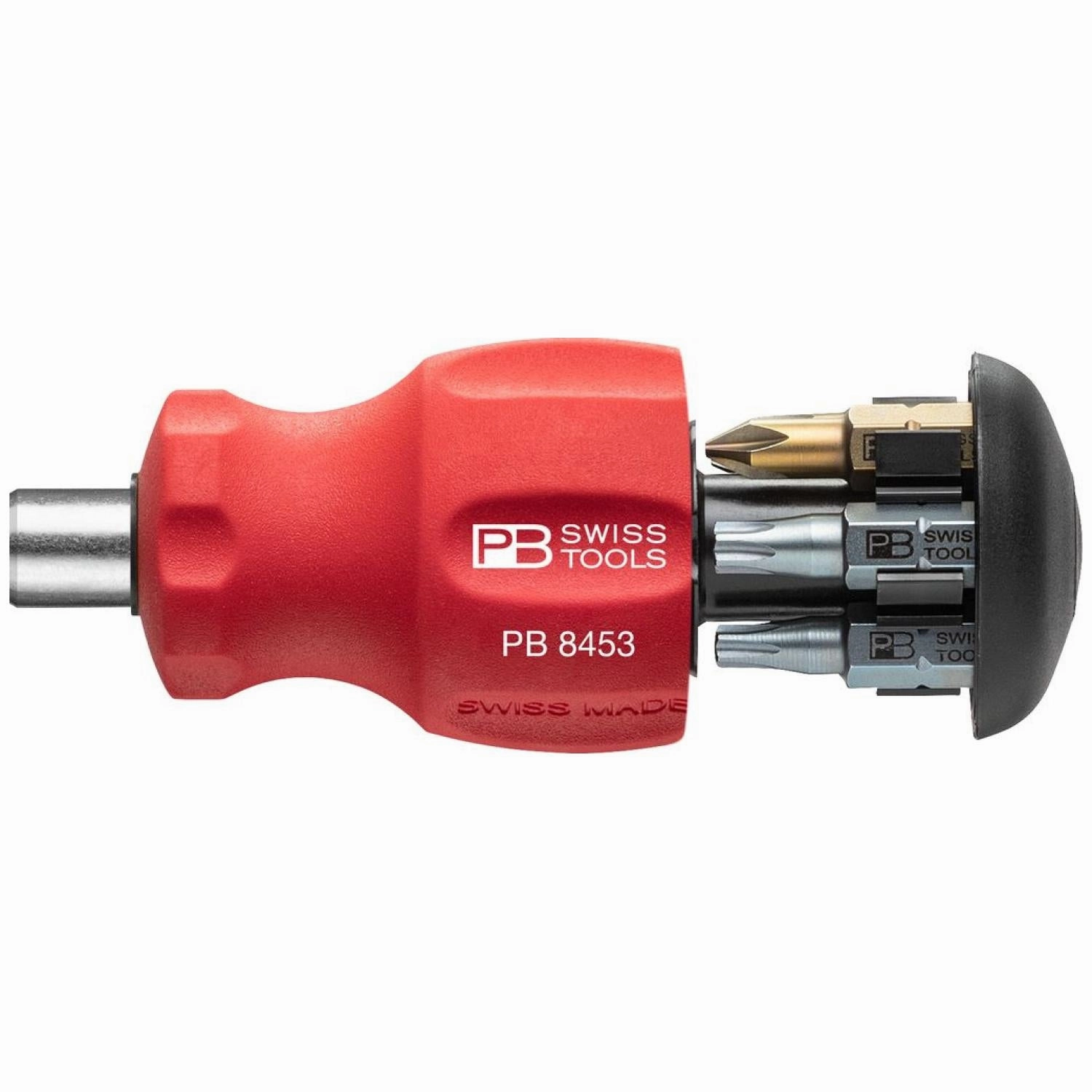 PB Swiss Tools PB 8453.CBB Insider Stubby - SwissGrip 1/4" bit holder with 6 Precision Bits in the handle