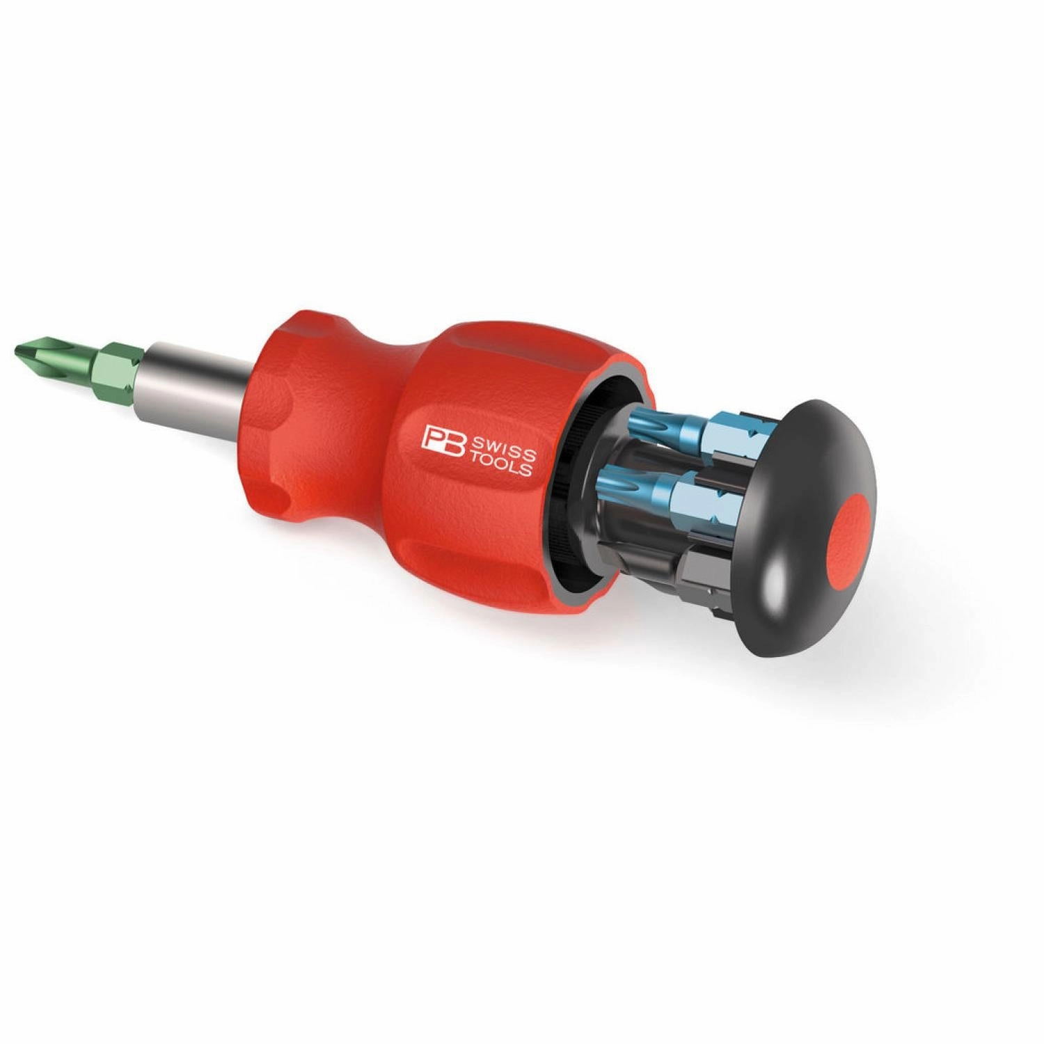 PB Swiss Tools PB 8453.CBB Insider Stubby - SwissGrip 1/4" bit holder with 6 Precision Bits in the handle
