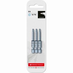 PB Swiss Tools PB E6.400/15 CN3 PrecisionBit, Design E 6.3 TORX , Size 15 , 3 Piece - 1/4 Inch