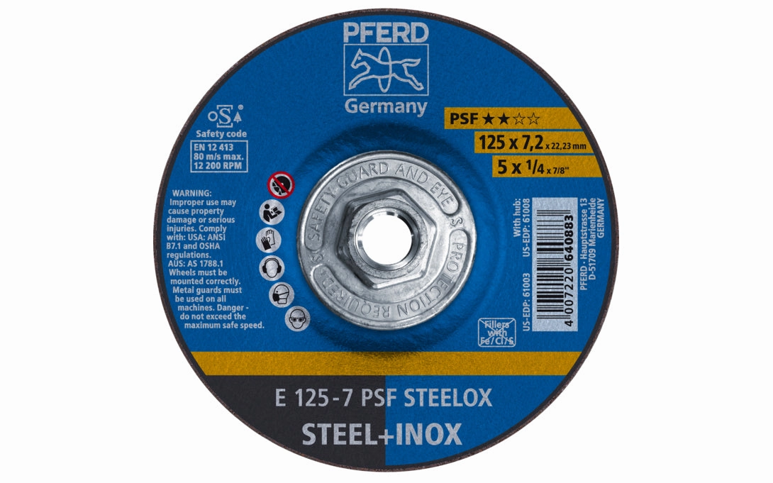 Pferd 5" Grinding Wheel - 1/4" Thick ~ 5/8-11 Thread