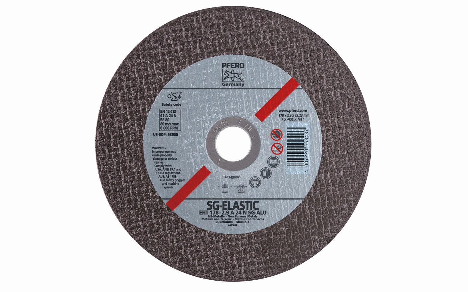 Pferd 7" Aluminum Cut-Off Wheel - 1/8" Thick, 7/8" Arbor
