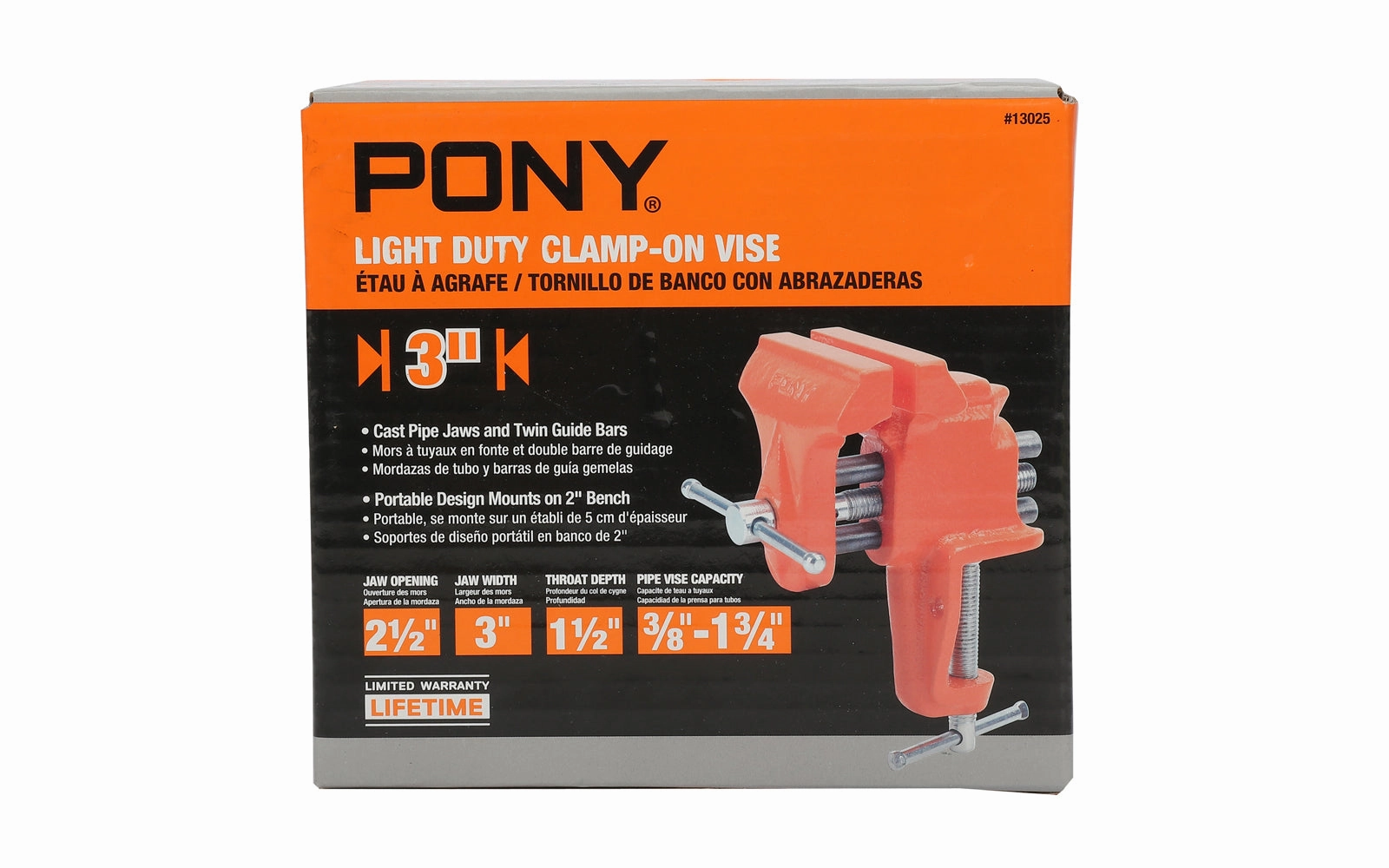 Pony 3" Light-Duty Clamp On Vise ~ 2-1/2" Jaw Opening