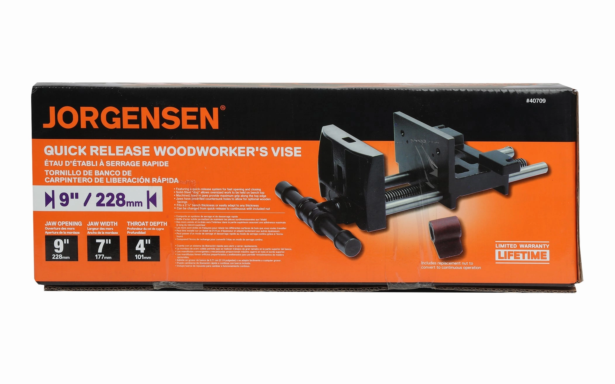 Pony 7" Professional Rapid-Acting Woodworker's Vise ~ 9" Jaw Opening - Quick Release