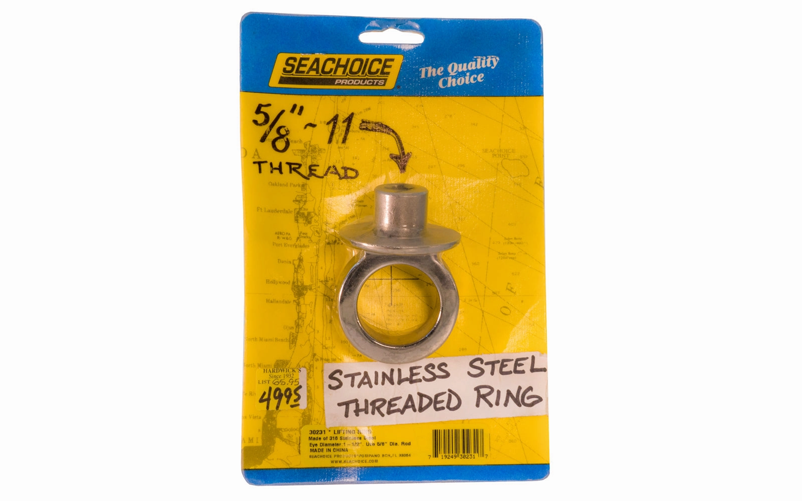 Seachoice 1-1/2" Diameter Eye Stainless Threaded Lifting Ring