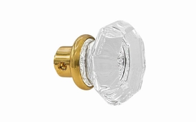Single Octagonal Clear Glass Doorknob