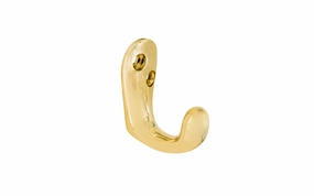 Small Solid Brass Wardrobe Hook ~ Unlacquered Brass