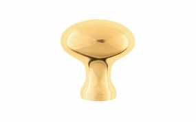 Solid Brass Cabinet Oval Knob ~ 1-1/4" Length