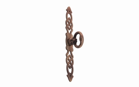 Solid Brass Chippendale-Style Cabinet Door Pull with 5-1/4" Backplate