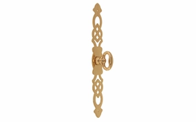 Solid Brass Chippendale-Style Cabinet Door Pull with 6-3/4" Backplate